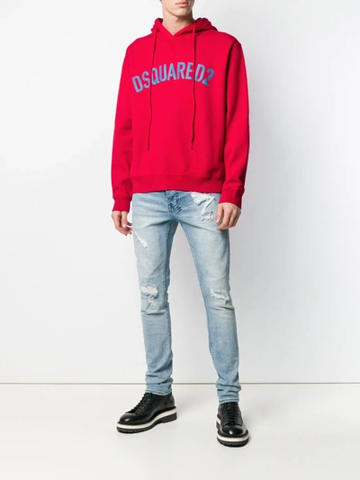 Shop Dsquared2 Logo Print Hoodie In Pink