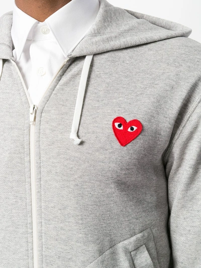 Shop Comme Des Garçons Play Heart Patch Hoodie In Grey