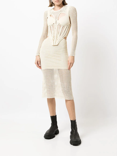 Shop Dion Lee Stirrup Crochet Dress In 白色