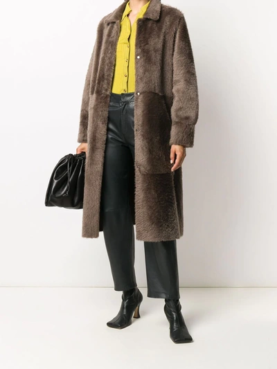 Liska Reversible Midi Coat In Brown