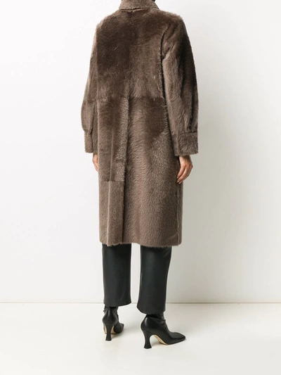 Liska Reversible Midi Coat In Brown