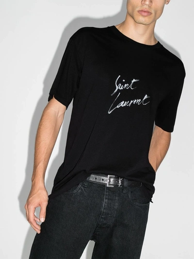 Shop Saint Laurent Oversized Signature T-shirt In Black