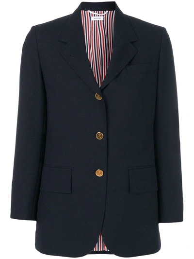 Thom Browne Button Long-sleeved Casual Jacket In Blue