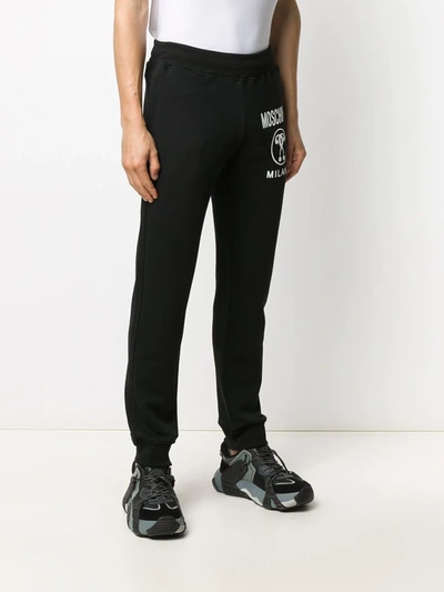 Shop Moschino Double Question Mark Track Pants In Black