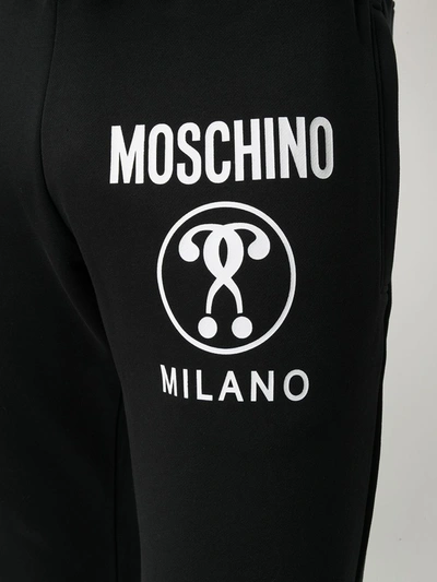 Shop Moschino Double Question Mark Track Pants In Black