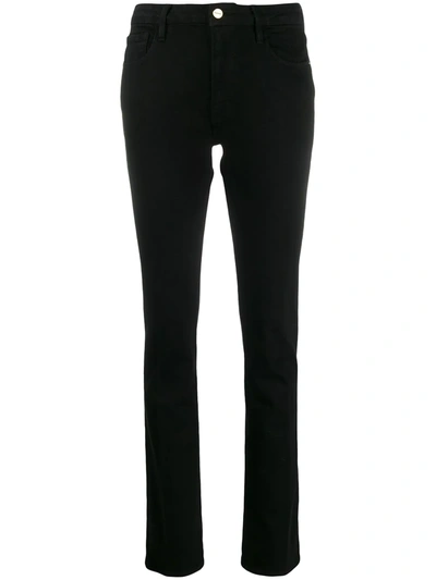 Shop Frame Sylvie Slender High-rise Straight Jeans In Black