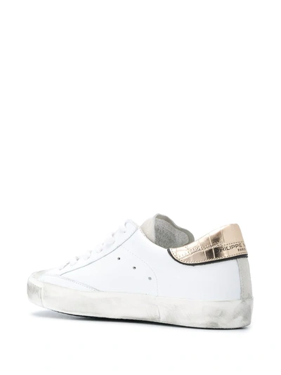 Philippe Model Contrasting Croc-effect Sneakers In White