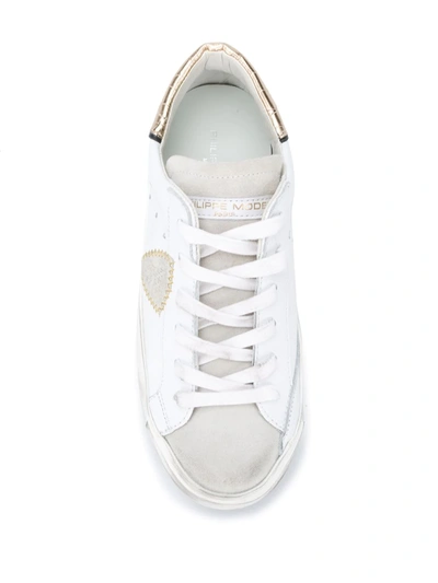 Philippe Model Contrasting Croc-effect Sneakers In White