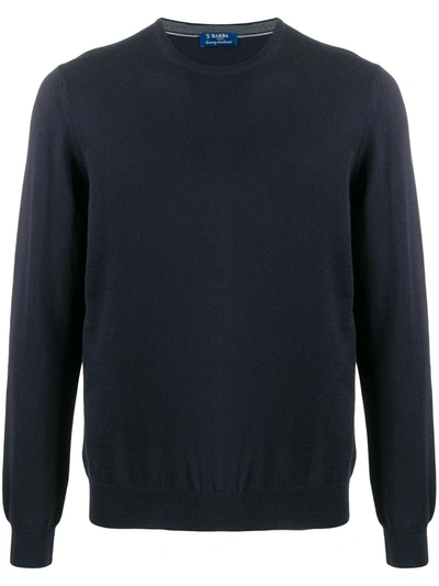 Barba Napoli Crewneck Wool Jumper In Black