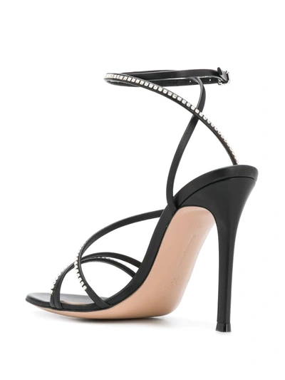 Shop Gianvito Rossi Crystal-embellished Leather Sandals In Black