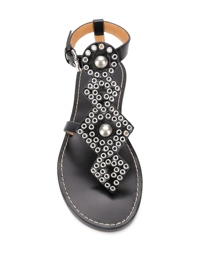 Shop Isabel Marant Eyelet-embellished Flat Sandals In Black