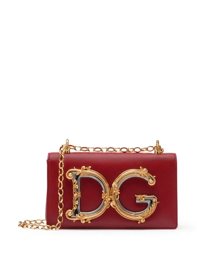 Shop Dolce & Gabbana Dg Girls Leather Phone Bag In Red