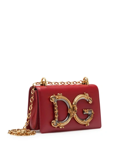 Shop Dolce & Gabbana Dg Girls Leather Phone Bag In Red