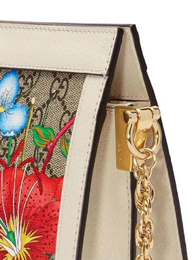 Shop Gucci Small Ophidia Flora Shoulder Bag In White