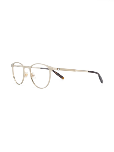 Shop Montblanc Round Frame Glasses In Gold