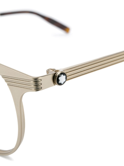 Shop Montblanc Round Frame Glasses In Gold