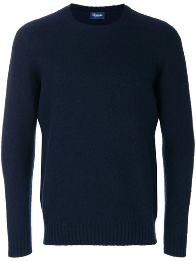 Shop Drumohr Crew Neck Ribbed Detail Jumper In Blue