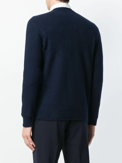 Shop Drumohr Crew Neck Ribbed Detail Jumper In Blue