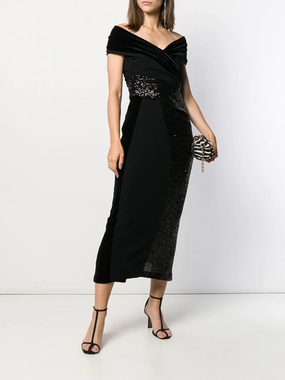 Shop Talbot Runhof Contrast Sequin Dress In Black
