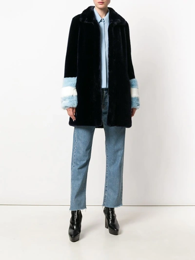 Shop La Seine & Moi Carene Faux Fur Coat In Blue