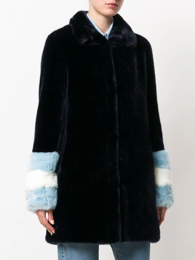 Shop La Seine & Moi Carene Faux Fur Coat In Blue