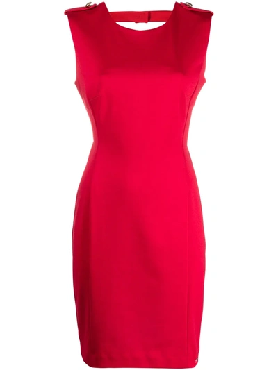 Shop Liu •jo Cut-out Back Fitted Mini Dress In Red