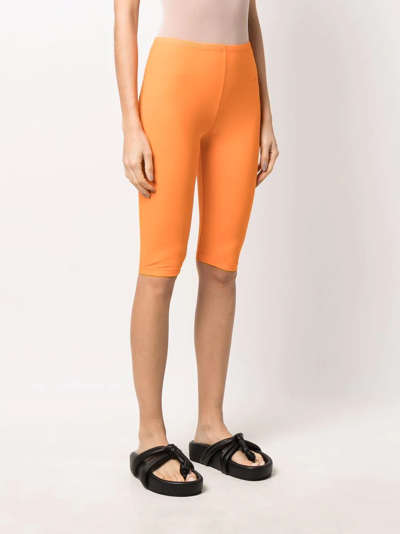 Shop Mm6 Maison Margiela Fitted Knee-length Shorts In Orange