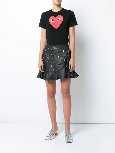Comme Des Garçons Play Cotton Tee With Red Emblem In Black
