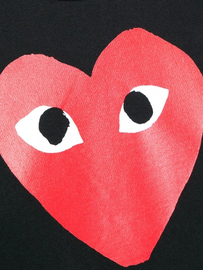 Comme Des Garçons Play Cotton Tee With Red Emblem In Black