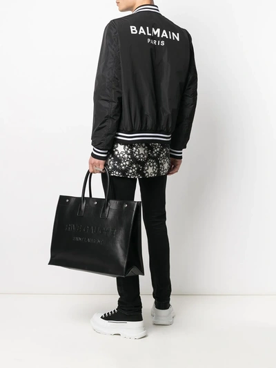 Shop Balmain Logo-print Bomber Jacket In Black