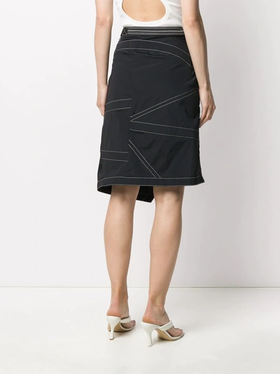 NYLON PARACHUTE SKIRT BLACK WHITE