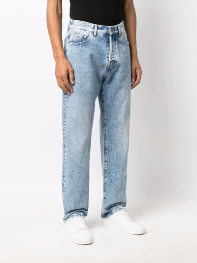 Shop Valentino Vlogo Straight-leg Jeans In Blau