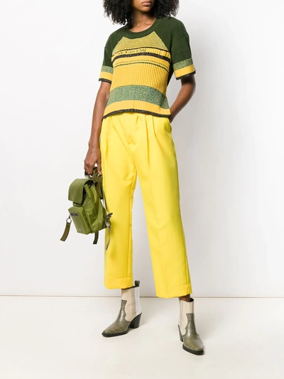 Shop Quetsche Short-sleeve Striped T-shirt In Green