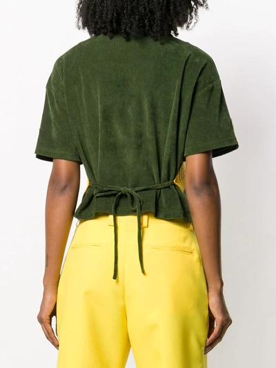 Shop Quetsche Short-sleeve Striped T-shirt In Green