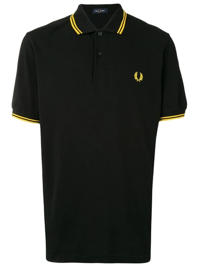 Shop Fred Perry Stripe-trim Logo Polo Shirt In Black