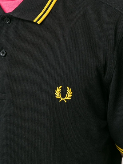 Shop Fred Perry Stripe-trim Logo Polo Shirt In Black