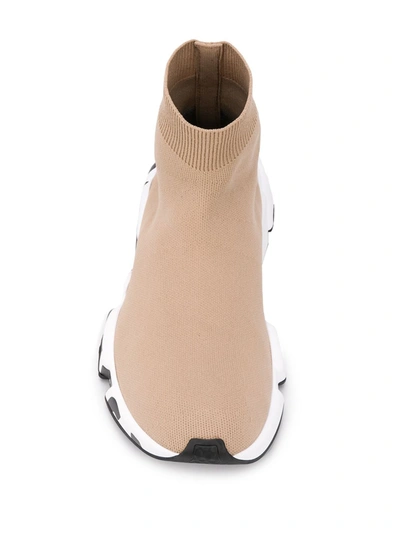 Shop Balenciaga Speed Graffiti Sole Sneakers In Neutrals