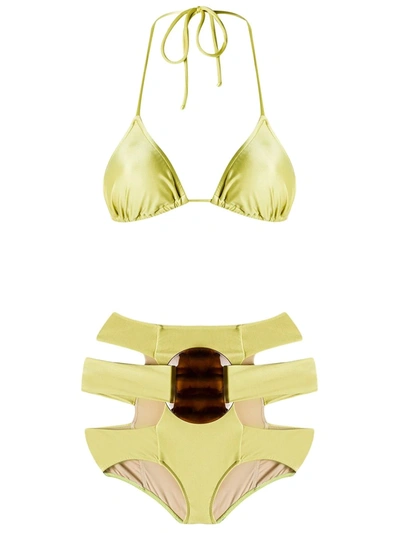 Shop Adriana Degreas Triangle Bikini Set In Green