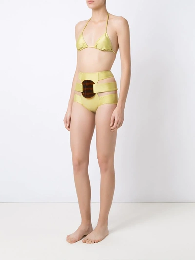 Shop Adriana Degreas Triangle Bikini Set In Green