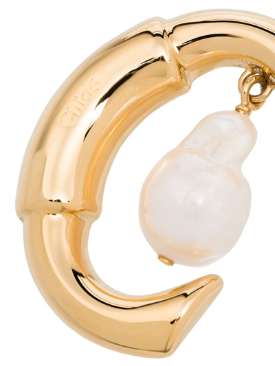 Shop Chloé Darcey Pearl Hoop Earring In Gold