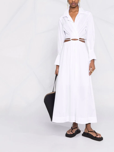 Simkhai Alex Cutout Detail Long Sleeve Poplin Shirtdress In White