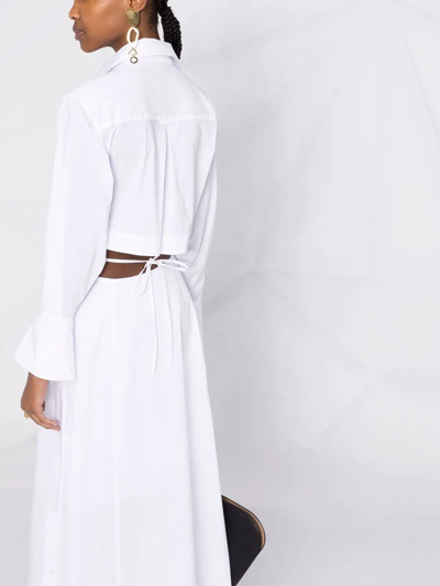 Simkhai Alex Cutout Detail Long Sleeve Poplin Shirtdress In White