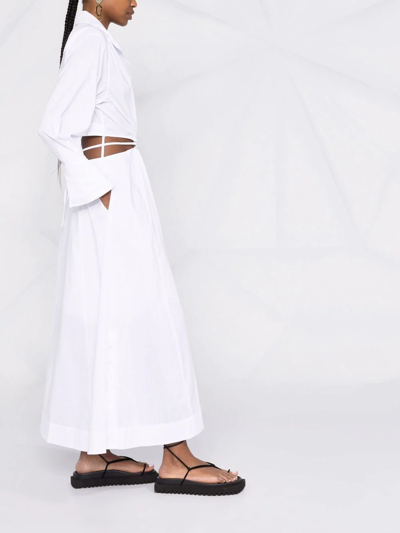Simkhai Alex Cutout Detail Long Sleeve Poplin Shirtdress In White