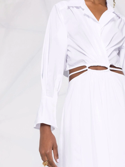 Simkhai Alex Cutout Detail Long Sleeve Poplin Shirtdress In White