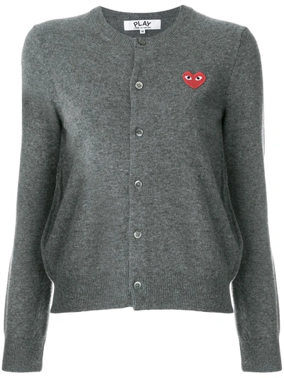 Shop Comme Des Garçons Play Heart Logo Cardigan In Grey
