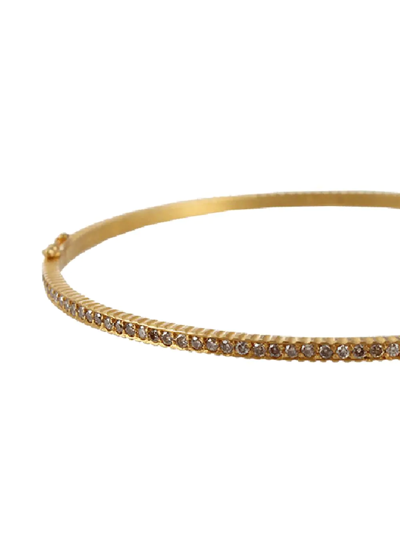 Shop Yossi Harari 18kt Yellow Gold Diamond Lilah Hinged Bangle In Ylw Gold