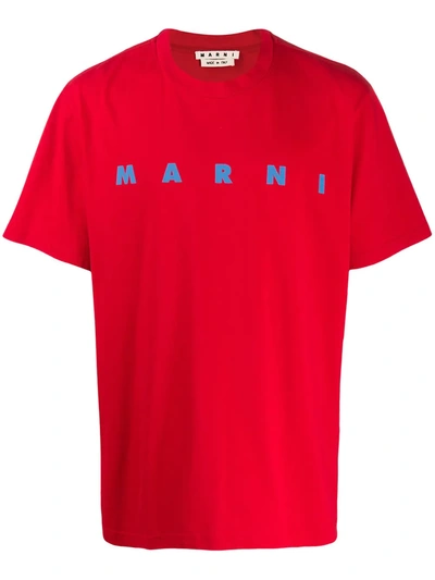 Shop Marni Front Logo Print T-shirt In Red