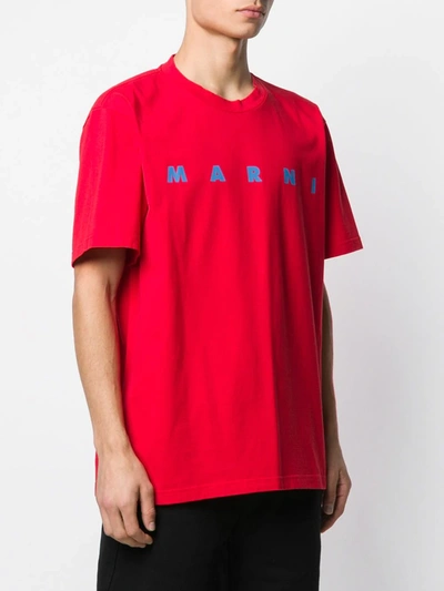 Shop Marni Front Logo Print T-shirt In Red
