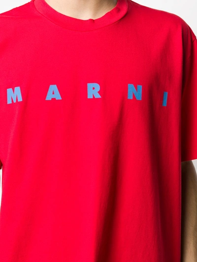 Shop Marni Front Logo Print T-shirt In Red