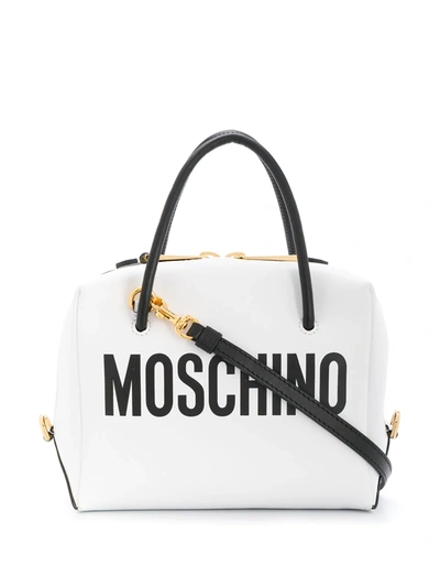 Shop Moschino Mini Logo Tote In White